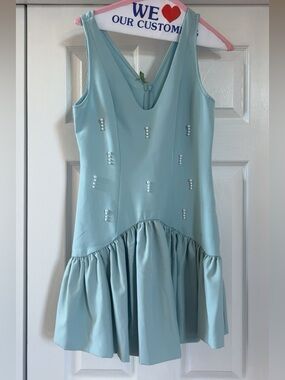 Women’s Pearl-Accent Dress in Light Blue